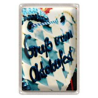 Blechschild Reise 20x30cm Münchener Oktoberfest Lebkuchen blau