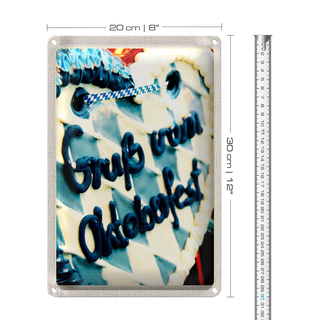Blechschild Reise 20x30cm Münchener Oktoberfest Lebkuchen blau