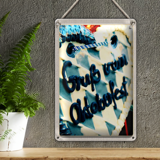 Blechschild Reise 20x30cm Münchener Oktoberfest Lebkuchen blau
