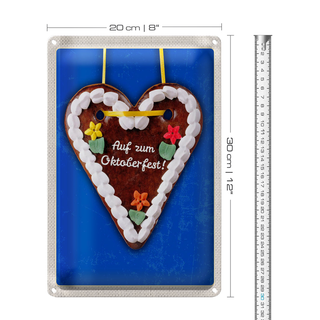Blechschild Reise 20x30cm München Oktoberfest Lebkuchen Herz