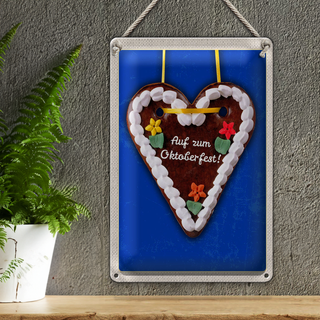 Blechschild Reise 20x30cm München Oktoberfest Lebkuchen Herz