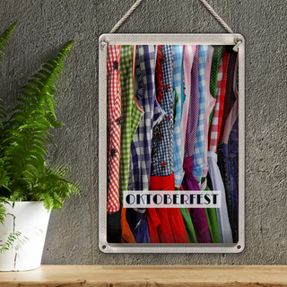 Blechschild Reise 20x30cm München Otoberfest Dirndl rot tanzen