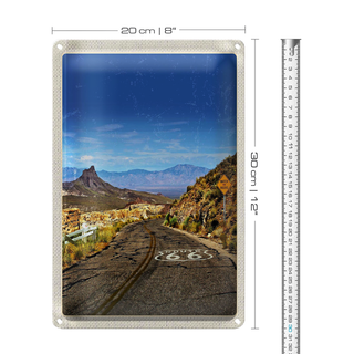 Blechschild Reise 20x30cm USA Route 66 US Straße Gebirge Urlaub