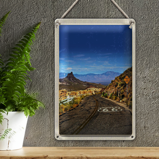 Blechschild Reise 20x30cm USA Route 66 US Straße Gebirge Urlaub