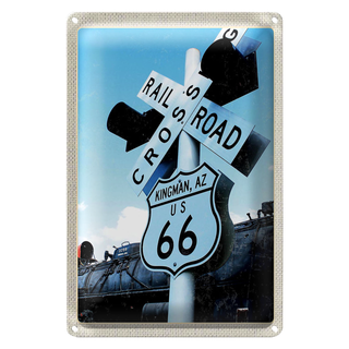 Blechschild Reise 20x30cm Amerika Route 66 Kingman AZ Crossing