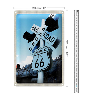 Blechschild Reise 20x30cm Amerika Route 66 Kingman AZ Crossing