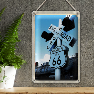 Blechschild Reise 20x30cm Amerika Route 66 Kingman AZ Crossing