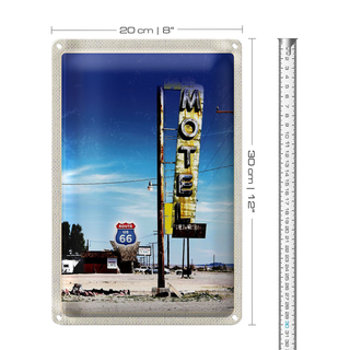 Blechschild Reise 20x30cm Amerika USA Route 66 Motel Wüste