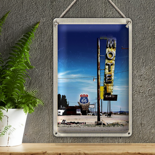 Blechschild Reise 20x30cm Amerika USA Route 66 Motel Wüste