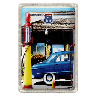 Blechschild Reise 20x30cm Amerika Chicago Route 66 Tankstelle