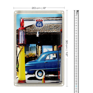 Blechschild Reise 20x30cm Amerika Chicago Route 66 Tankstelle