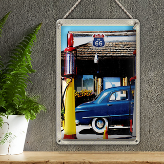 Blechschild Reise 20x30cm Amerika Chicago Route 66 Tankstelle