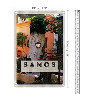 Blechschild Reise 20x30cm Samos Greece Urlaub Sommer Restaurant