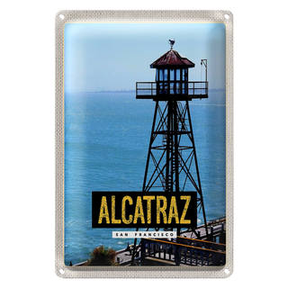 Blechschild Reise 20x30cm San Francisco Alcatraz Meer Turm