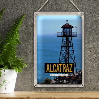 Blechschild Reise 20x30cm San Francisco Alcatraz Meer Turm