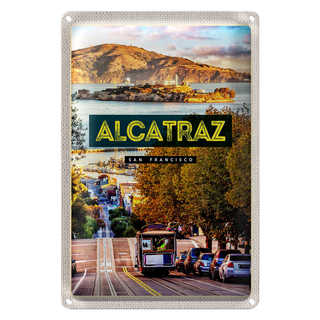 Blechschild Reise 20x30cm San Francisco Alcatraz Straßenbahn