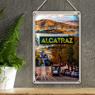 Blechschild Reise 20x30cm San Francisco Alcatraz Straßenbahn