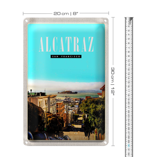 Blechschild Reise 20x30cm San Francisco Alcatraz Stadt Straße