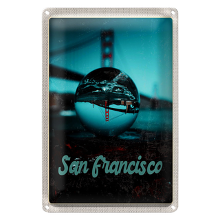 Blechschild Reise 20x30cm San Francisco Brücke Meer Kurgel Trip