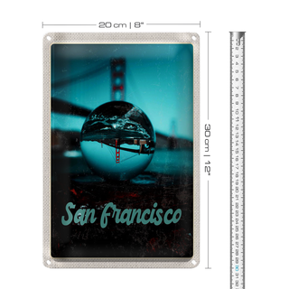 Blechschild Reise 20x30cm San Francisco Brücke Meer Kurgel Trip