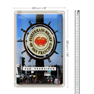 Blechschild Reise 20x30cm San Francisco USA Fischermans Wharf