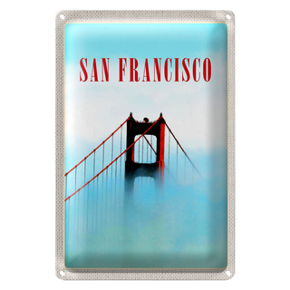 Blechschild Reise 20x30cm San Francisco Brücke Himmel blau