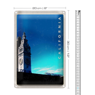 Blechschild Reise 20x30cm San Francisco Californien Uhr Turm