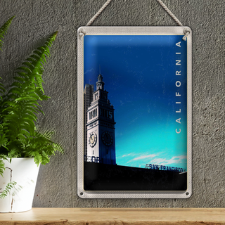 Blechschild Reise 20x30cm San Francisco Californien Uhr Turm