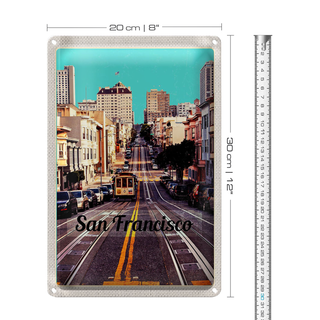 Blechschild Reise 20x30cm San Francisco Stadt Straße Straßenbahn