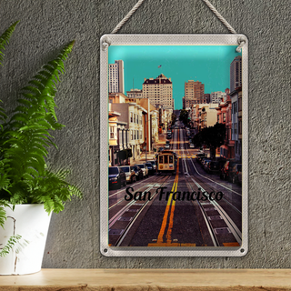 Blechschild Reise 20x30cm San Francisco Stadt Straße Straßenbahn