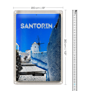 Blechschild Reise 20x30cm Santorini Griechenland weiße Treppen