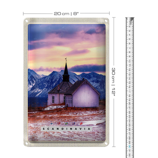 Blechschild Reise 20x30cm Skandinawien Natur Haus Merr Gebirge
