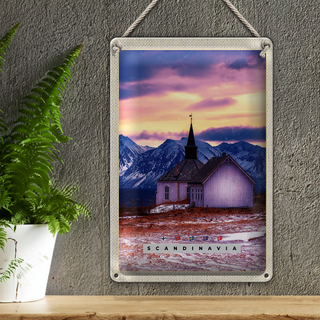 Blechschild Reise 20x30cm Skandinawien Natur Haus Merr Gebirge