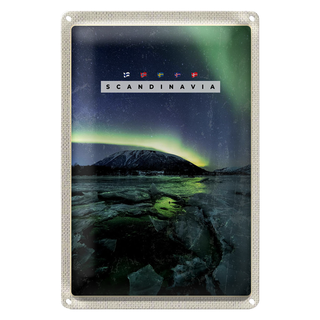 Blechschild Reise 20x30cm Skandinawien Natur Eis Gebirge Schnee