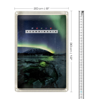 Blechschild Reise 20x30cm Skandinawien Natur Eis Gebirge Schnee