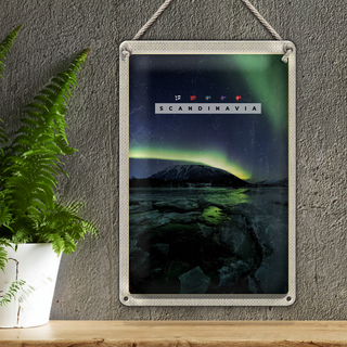 Blechschild Reise 20x30cm Skandinawien Natur Eis Gebirge Schnee