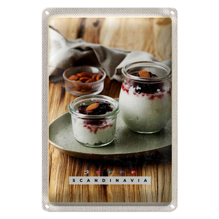 Blechschild Reise 20x30cm Skandinawien Delikatese süßes Gericht