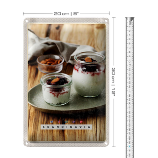 Blechschild Reise 20x30cm Skandinawien Delikatese süßes Gericht