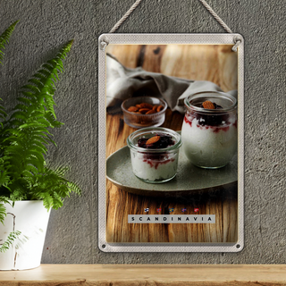 Blechschild Reise 20x30cm Skandinawien Delikatese süßes Gericht