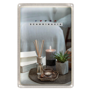 Blechschild Reise 20x30cm Skandinawien Kerze Vase Tischdecke