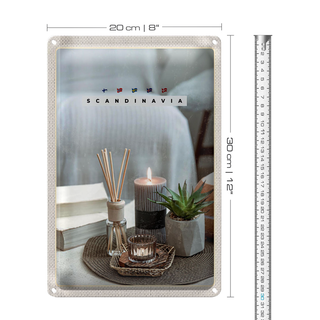 Blechschild Reise 20x30cm Skandinawien Kerze Vase Tischdecke