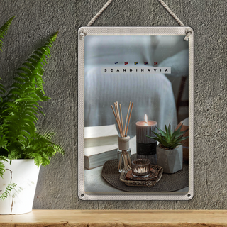 Blechschild Reise 20x30cm Skandinawien Kerze Vase Tischdecke