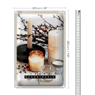 Blechschild Reise 20x30cm Skandinawien Duftkerzen Tisch