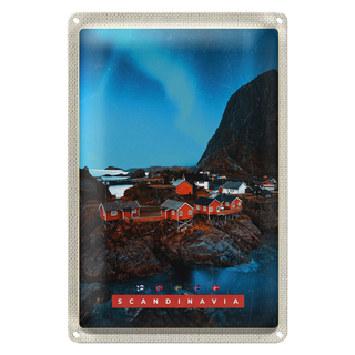 Blechschild Reise 20x30cm Skandinawien Urlaub Meer Gebirge