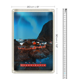 Blechschild Reise 20x30cm Skandinawien Urlaub Meer Gebirge