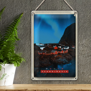 Blechschild Reise 20x30cm Skandinawien Urlaub Meer Gebirge