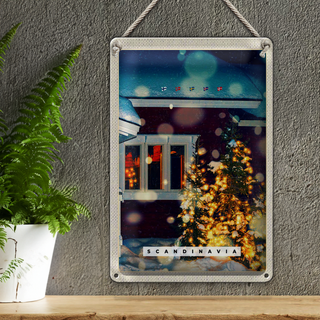 Blechschild Reise 20x30cm Skandinawien Winterzeit Weihnachten