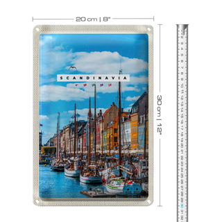 Blechschild Reise 20x30cm Skandinawien Schiffstour Urlaub Meer