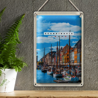 Blechschild Reise 20x30cm Skandinawien Schiffstour Urlaub Meer