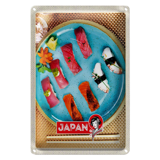 Blechschild Reise 20x30cm Japan Asien Fisch Sushi Gerichte Alge